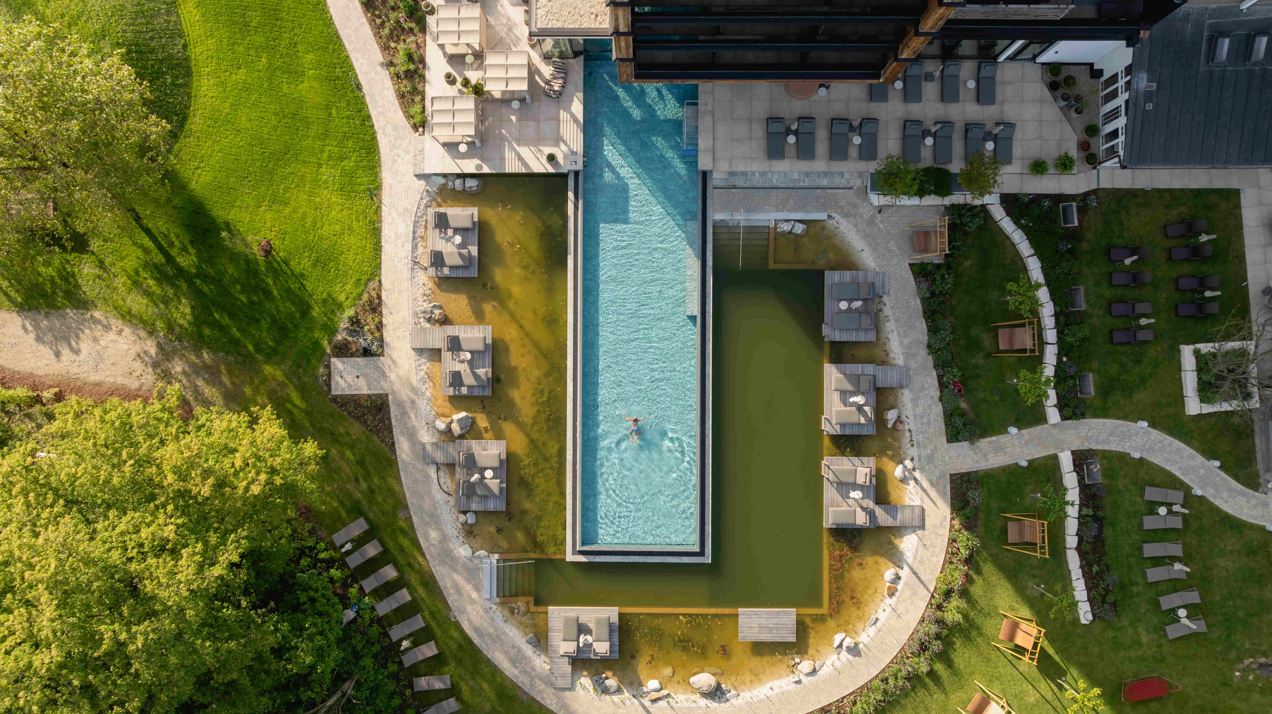 Das Mühlbach Hotel Pool von oben