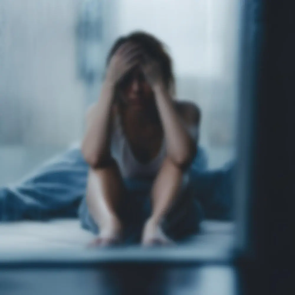 Frau Angst Hände vor dem Gesicht