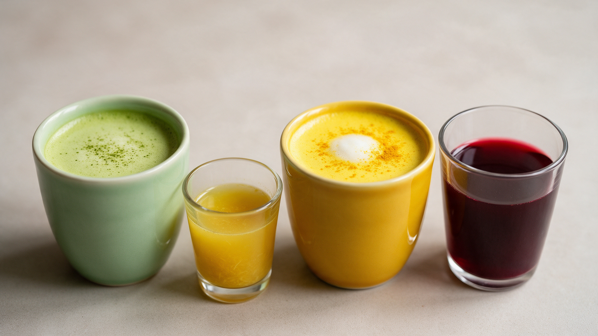 Matcha Kurkuma-Milch Sauerkirschensat antientzündliche Getränke