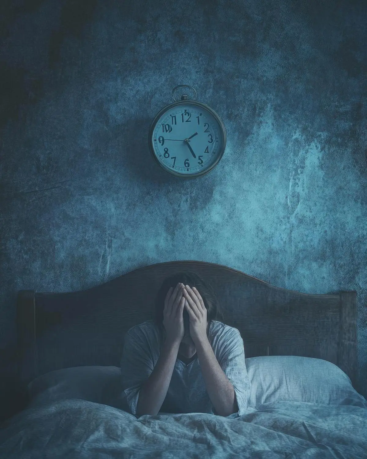 Insomnie nachts schlaflose Frau und Uhr