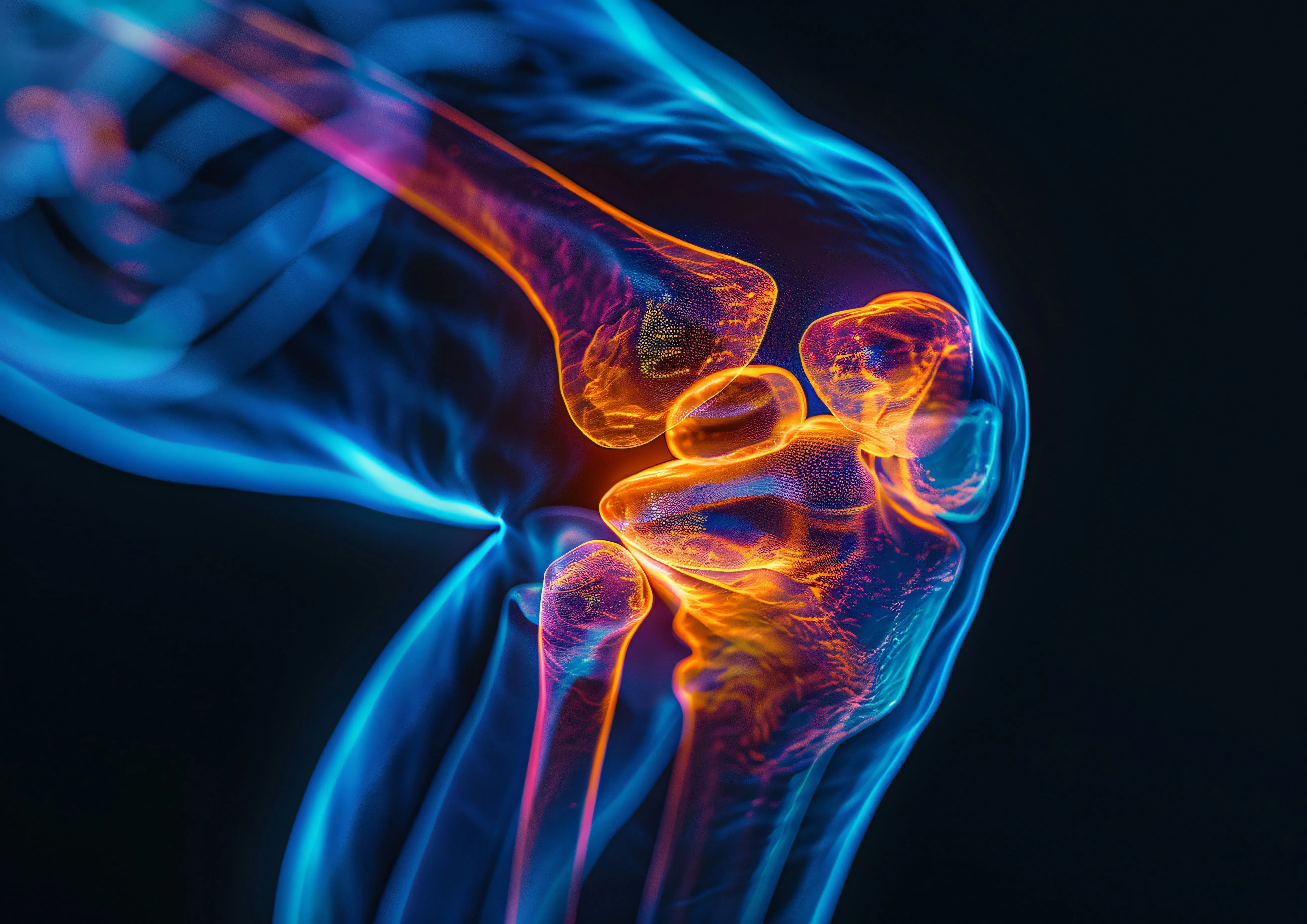 Röntgenbild Knie Neonfarben